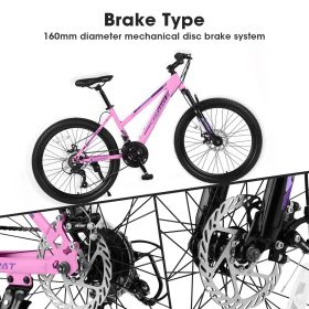 S26103 26 inch Mountain Bike for Teenagers Girls Women, Shimano 21 Speeds with Dual Disc Brakes and 100mm Front Suspension
