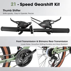 A24301 Mountain Bike 24 Inch Wheels, 21-Speed Mens Womens Trail Commuter City Mountain Bike