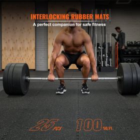 VEVOR 25 PCS 1/2 inch Thick Gym Floor Mats, 24" x 24" EVA Foam & Rubber Top Interlocking Workout Floor Mats with 100 sq.ft Coverage