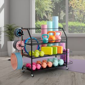[DO NOT SELL ON AMAZON]Home Gym Storage Rack - Weight Rack for Dumbbells - Yoga Mat Storage Rack with Two Extra Side Storage Space - Garage Storage wi