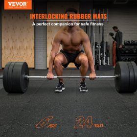 VEVOR 6 PCS 1/2 inch Thick Gym Floor Mats, 24" x 24" EVA Foam & Rubber Top Interlocking Workout Floor Mats with 24 sq.ft Coverage