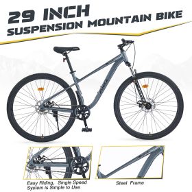 29 Inch Wheels Single Speed Mountain Bike, for Men Women Boys and Girls, Front Suspension, Steel Frame