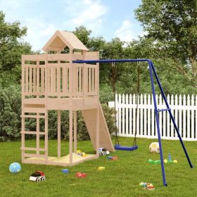 Outdoor Playset Solid Wood Pine (Color: Brown)