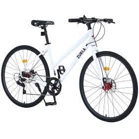 7 Speed Hybrid bike Disc Brake 700C Road Bike For men women's City Bicycle (Color: as Pic)