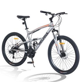 26 inch Mountain Bike 21-Speed Dual Suspension Aluminum Alloy Frame For Men and Women's Bike (Color: as Pic)