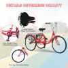 Adult Tricycle Trikes,3-Wheel Bikes,24 Inch Wheels Cruiser Bicycles with Large Shopping Basket for Women and Men